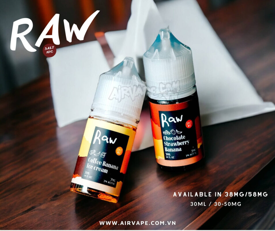 alt="raw salt nic coffee banana ice cream, chocolate strawberry banana, tinh dầu vape quận 11"