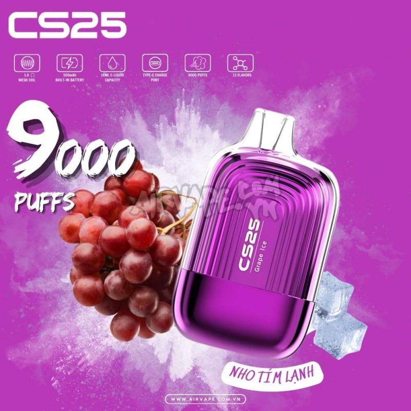 alt="pod 1 lần cs25 cs9000 hơi vị nho lạnh"